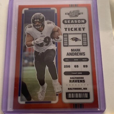 2022 Contenders Optic Season Ticket Red #3 Mark Andrews /175 - Baltimore Ravens - Image 1 of 3