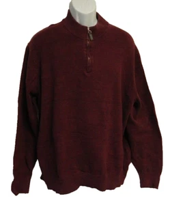 George Pull Over 1/4 Zip Sweater Mens Size 2XL Long Sleeve Leather Tab on Zipper - Picture 1 of 11
