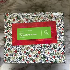 Martha Stewart 3-teiliges Woodland Floral Baumwolle Flanell Twin Laken Set - Bild 1 von 2