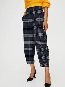 ARITZIA WILFRED XS ‘DAWNA’ PANTS Plaid Cuff Jogger Drawstring High Rise Women’s - Picture 1 of 6