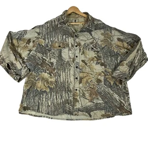 Vintage Galyans Men's Size 3XL USA Made Realtree Camo Camouflage Flannel Shirt - Picture 1 of 10
