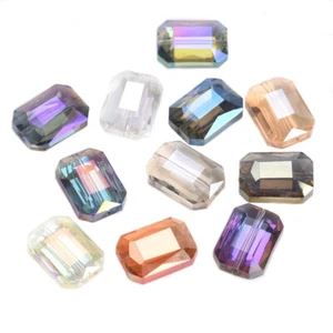 10pcs Rectangle Faceted Colorful Crystal Glass Loose Beads For DIY Jewelry - Picture 1 of 16