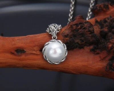 B25 Rimorchio Lavorati Bordo Con Bianca Acqua Dolce Perla Argento Sterling 925 - Immagine 1 di 4