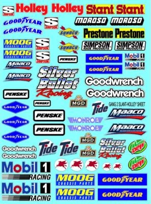 CLEAR VINYL Sticker Sheet  SLANT #2 -R/C Sponsor Decal 1/24-1/16 Scale DIE CUT - Image 1 of 4