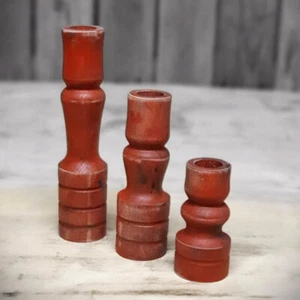 3er Set Vintage Holz-Kerzenhalter - Bild 1 von 1