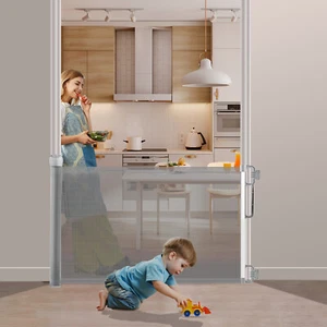 Baby Safety Gate 71x34" Retractable Door Extra Wide Pet Dog Indoor Outdoor Stair - Picture 1 of 8