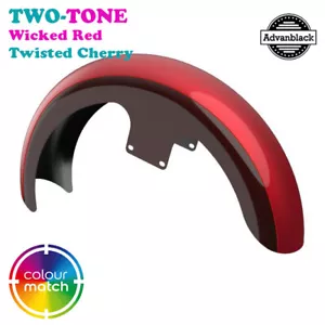 Wicked Red & Twisted Cherry 2-Tone 21" Front Fender For 09+ Harley Street - Picture 1 of 8