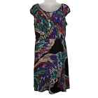 Laundry By Design Size Small Faux Wrap Jersey Knit Dress Abstract Print Keyhole 
