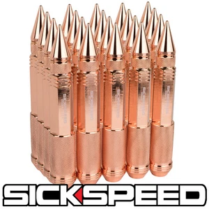 SICKSPEED 20 PC ROSE GOLD 150mm LONG SPIKED STEEL EXTENDED LUG NUTS 14X1.5 - Picture 1 of 1