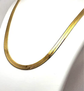Sterling Silver Herringbone Gold Vermeil Necklace 18" Long Canada 4.7MM Wide - Picture 1 of 5