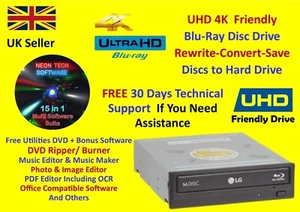 UHD-freundliches Blu-ray-Laufwerk 1.02 entsperrte Firmware mit KOSTENLOSEN Dienstprogrammen DVD - Bild 1 von 2