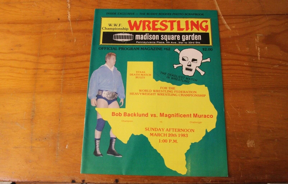 Programa de lucha libre WWF #62 marzo 1983 MSG Bob Backlund Andre the Giant Jimmy Snuka Foto 1 de 4