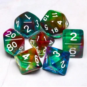 NEW RPG / D&D Dice Set of 7 - Colorful Wind - a mix of translucent colors - Picture 1 of 3