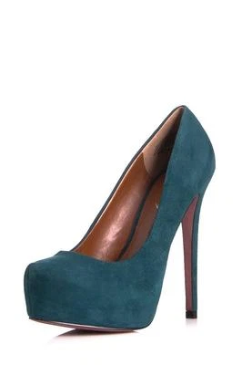Boutique 9 Kimberly Pump Dark Turquoise Suede Jade platform Shoe NEW Pointed Toe - Image 1 of 4