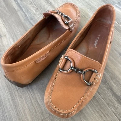 Mocasín de conducción Hush Puppies 9 mocasín de cuero de doble broca 9M plano tostado Moyen 41 Foto 1 de 4
