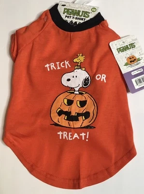 CAMISETA PEANUTS SNOOPY 🎃 HALLOWEEN PET “Trick-Or-Treat” Naranja TALLA XS NUEVA CON ETIQUETAS Foto 1 de 2