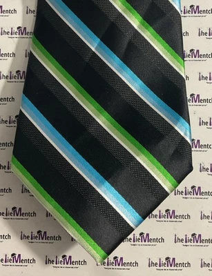 Corbata de cuello con diseño de rayas azules y verdes ARROW negra con 3,25” (nueva sin etiquetas) Foto 1 de 3