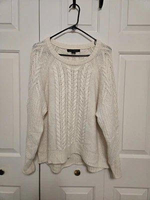 Suéter tejido con cable calavera cachemir blanco crema talla mediana Foto 1 de 4