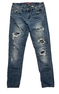 Union Bay Mid Rise Vintage Peg Size 5 Blue Jeans Ripped Distressed Med Wash - Picture 1 of 4