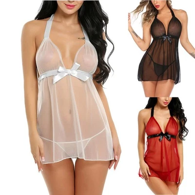Donna di Qualità Lingerie Trasparente Biancheria da Notte Intimo Abbigliamento - Immagine 1 di 4