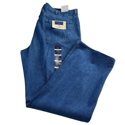 Pantalones de mezclilla para hombre Saddlebred azul 46x35 lavado medio rectos grandes y altos clásicos Foto 1 de 4