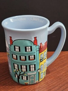 Charleston South Carolina Row Houses Coffee Tea Mug 16oz Light Blue - Picture 1 of 5