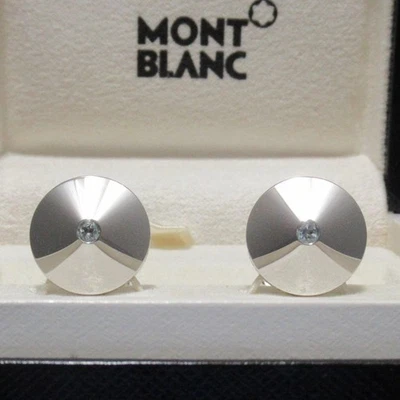 Gemelos Montblanc Topacio Azul Redondos Plata Metal Fijos Con Caja Foto 1 de 4