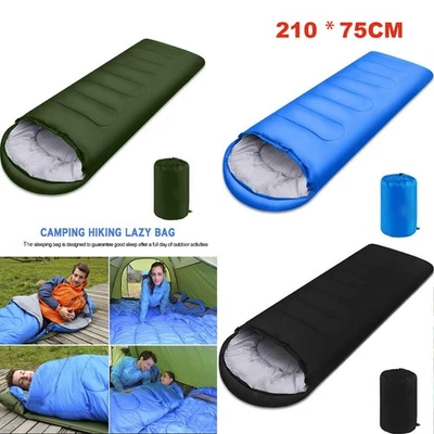 3 Season Single Sleeping Bag Waterproof Outdoor Camping Hiking Envelope Zip Bags - Image 1 of 4