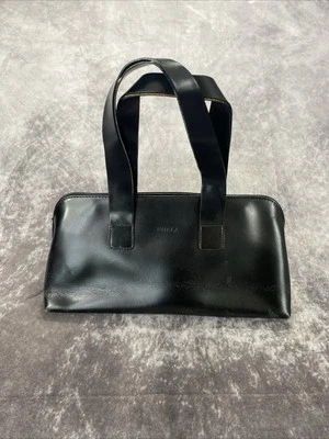 Vintage Furla Black Leather Shoulder Bag Handbag Made In Italy Purse - Image 1 of 4