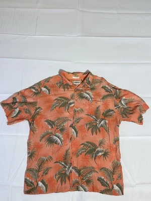 De Colección Campia Moda Para Hombres Talla XL Abotonada Hawaiian Camp Palm 100% Rayón Salmón/O Foto 1 de 4