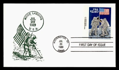 DR WHO 1989 FDC SPACE MOON LANDING ANIV PRIORITY $2.40 CACHET M62756 - Image 1 of 2