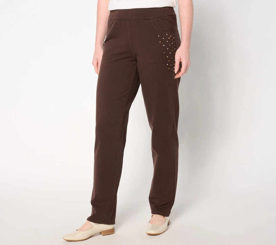 Quacker Factory Regular DreamJeannes Flat Waistband Straight Leg Pull-On Pants E - Image 1 of 1