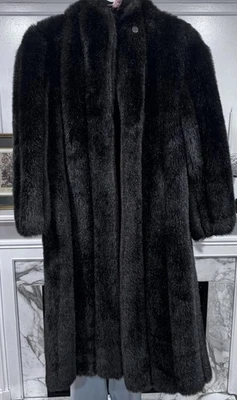 Vintage Signatures Style VI Faux Fur Coat Womens Large Brown Long Made USA - Image 1 of 4