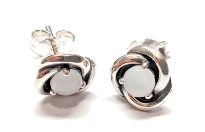 Pandora Earrings,  White Jun3 Circle Stud #292335C03, Silver - Image 1 of 2