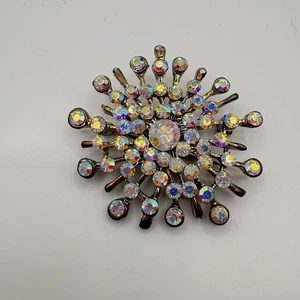 Broche prendedor vintage aurora boreal estrás starburst mediados de siglo brillante - Imagen 1 de 4