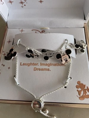 Disney 5 лиц Микки Маус тонкий серебряная пластина браслет новый в коробке - Изображение 1 из 2
