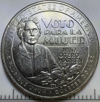 2022-P DCE Nina Otero-Warren Quarter Die Chip Error–“N”/Glasses - Image 1 of 4