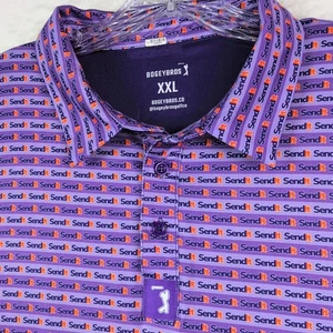 Bogey Bros Shirt Mens 2XL Purple Send It Performance Short Sleeve Polo - Picture 1 of 10