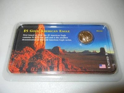 1998 US 1/10 oz. Gold American Eagle in Unc. Condition in Littleton Showpack - Image 1 of 4