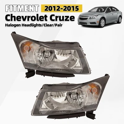 For 2012-2015 Chevrolet Cruze Halogen Headlight W/Bulb Clear Pair Left+Right Foto 1 de 3