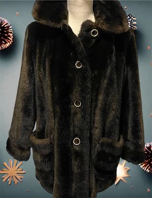 Vintage Faux Fur Mid length Coat MINCARA styled by Russel Taylor Size M   - Image 1 of 4