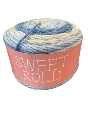 Premier Yarns Sweet Roll Yarn Cake ICE Pop 1047-20 5 oz 245 Yards NEW Blue White - Image 1 of 4