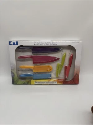 KAI Pure Komachi 2 涂层碳不锈钢刀带鞘 6 件套全新! — 第 1/4 张图片