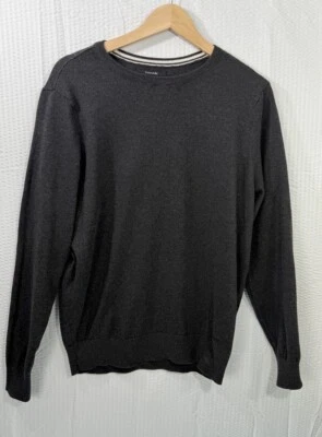 Suéter Tahari Para Hombres Medio Gris Oscuro Tejido Cuello Redondo Manga Larga Pullover Informal Foto 1 de 4