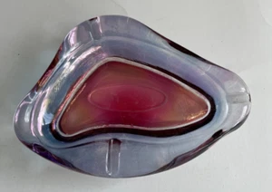 Mid-Century Modern Purple Iridescent Glass Ashtray - Picture 1 of 5