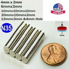 1-100Pack N35 Neodymium Round Block Magnet Super Strong Rare Earth Magnets Lot