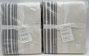 Pottery Barn Riviera Stripe Pole Top BLACKOUT Drape (2) 50 x 108 Charcoal Gray - Picture 1 of 2