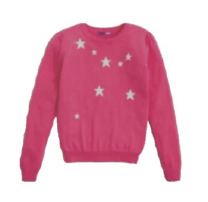 Aqua girls' long sleeve sweater star pattern, hot pink, Size 2 - Picture 1 of 1
