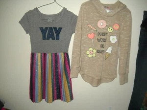 GIRL SIZE 6 & 6/7 NWT HOODIE SWEATER JENNA/ JESSIE & DRESS W/ GLITTERY SKIRT VG - Picture 1 of 5