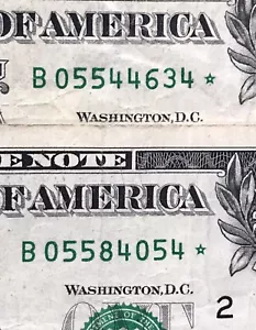 2013 B Duplicate Star Note Error $1 Dollar Bill Double Printed Error FW Print X2 - Picture 1 of 3